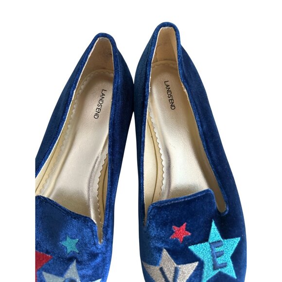 LANDS END Blue Velvet Love Loafers Flats Size 6 - Picture 6 of 8